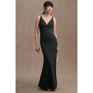 BHLDN Anthropologie Black Gown Size 10 Sleeveless Plunge V-Neck Tatum